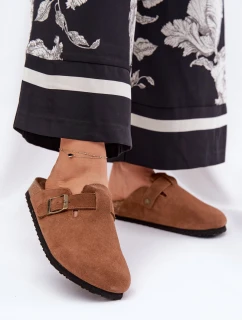 Semišové Klapky Dámské S Přezkou Big Star Hnědé model 21692025 - Big Star Shoes