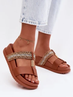 Dámské sandály s pásky a zlatým detailem Camel model 21997957 - Boto