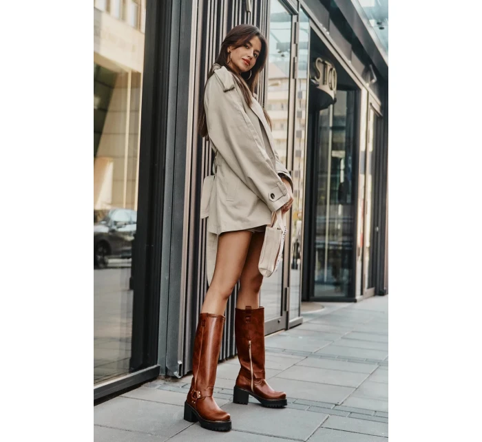 Dámske luxusné kožené topánky 3432 Camel - Sweet Shoes