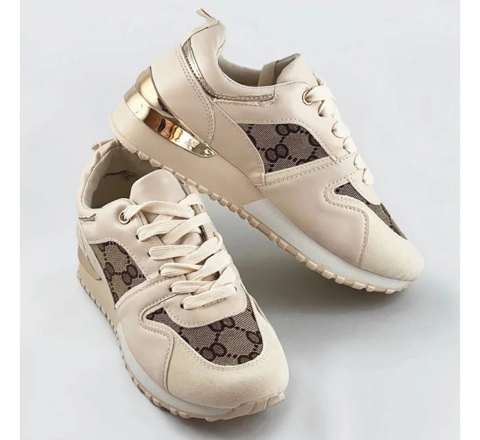 Béžové dámske tenisky adidasky so zvýšenou podrážkou (666-21)