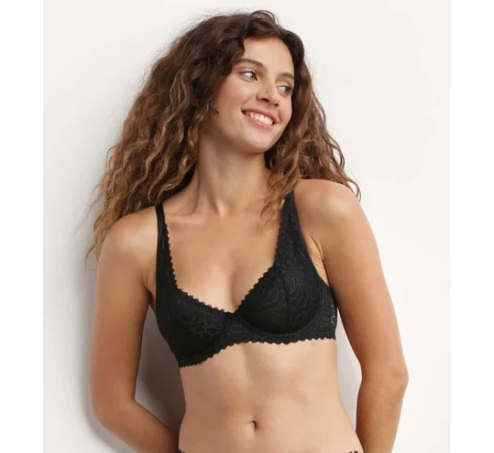 Dámska čipkovaná podprsenka DIM DAILY DENTELLE UNDERWIRE BRA - DIM - čierna