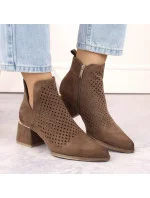 Semišové čižmy na podpätku Potocki W WOL213B hnedé