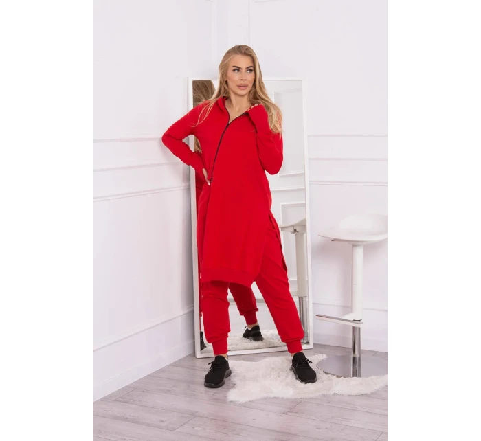 Súprava mikín s dlhšími stranami červená