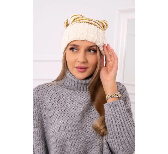 Dámska čiapka Feba K330 ecru+green neón