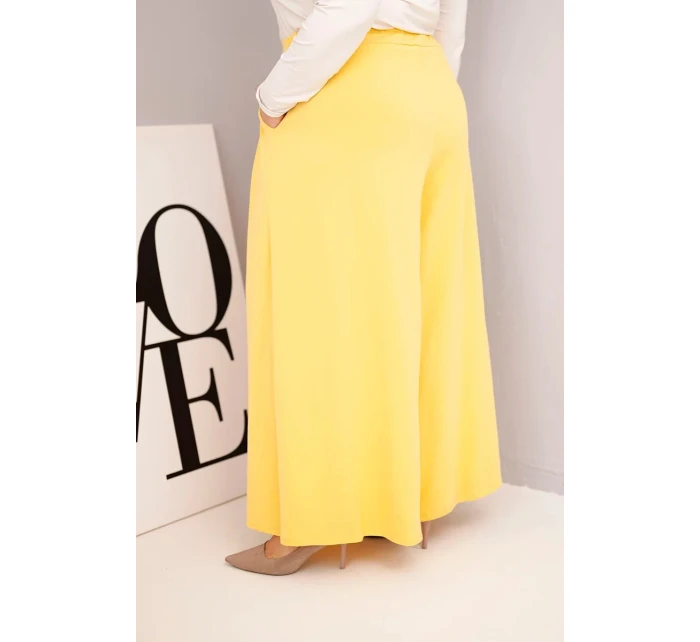 Dámske Plus veľkosť bavlnené nohavice so širokým strihom a voľným strihom žltá Dámske Plus veľkosť bavlnené nohavice so širokým strihom a voľným strihom žltá