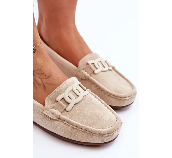 Dámské módní semišové mokasíny Bežové model 21625619 - Boto Dámské módní semišové mokasíny Bežové model 21625619 - Boto