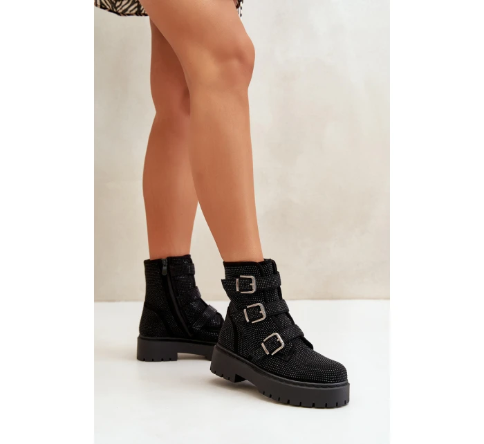 Ocieplane Botki Damskie Ze Zdobieniem Czarne Ciascia Ocieplane Botki Damskie Ze Zdobieniem Czarne Ciascia