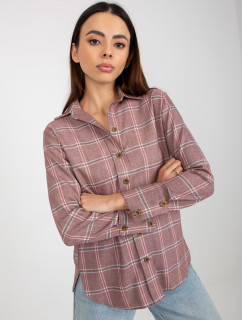 Tmavoružová dámska kockovaná košeľa s viskózou