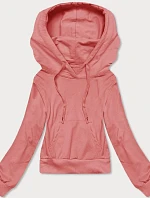 Krátka mikina s kapucňou lososová (8B939-37)