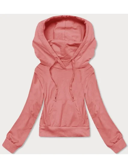 Krátká tepláková mikina v lososové barvě s kapucí model 20086931 - J.STYLE Krátká tepláková mikina v lososové barvě s kapucí model 20086931 - J.STYLE