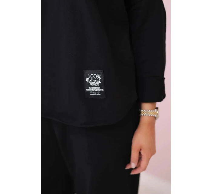 Bavlněná mikina kalhoty set černý