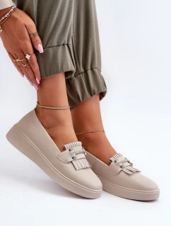Lehké Dámské Mokasíny Kožené Na Platformě Beige model 21655865 - S.Barski