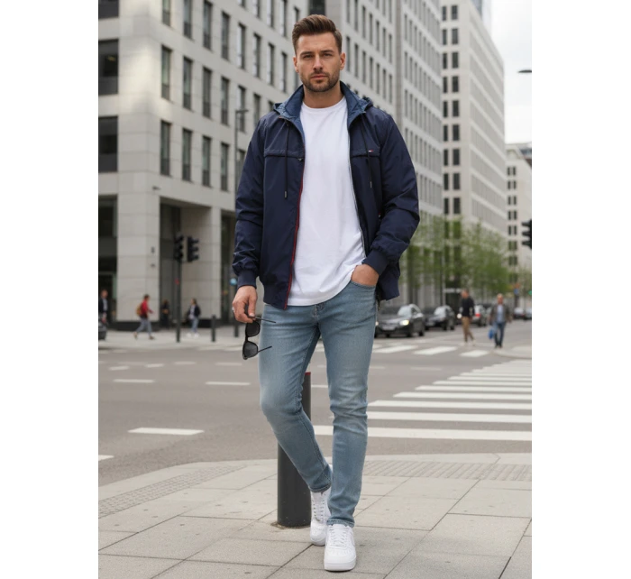 FashionStreet tmavomodrá pánska obojstranná prechodná bunda TX4985