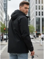 Pánska prechodná bunda s kapucňou čierna FashionStreet TX5133