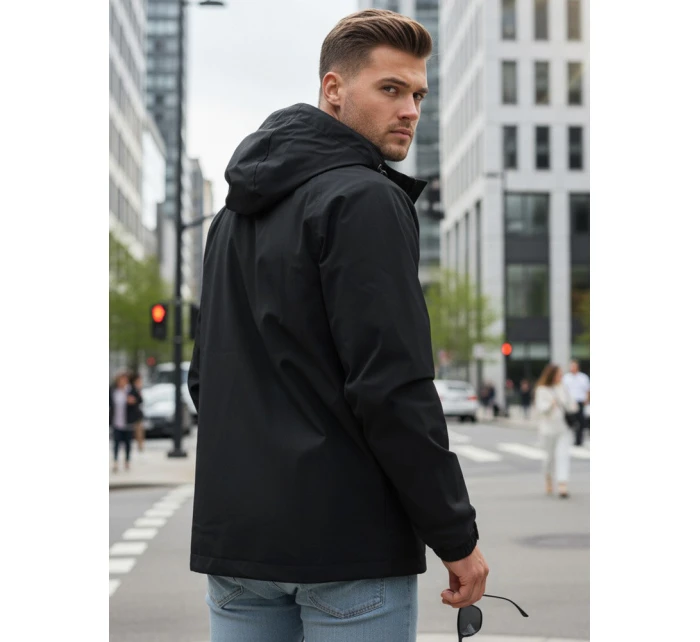 Pánska prechodná bunda s kapucňou čierna FashionStreet TX5133
