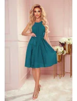 ALIZEE - Dámske šifónové šaty v morskej farbe so zaväzovaním 350-6 ALIZEE - Dámske šifónové šaty v morskej farbe so zaväzovaním 350-6