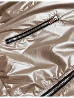 Krátka béžová dámska bunda s kapucňou (B8077-101)