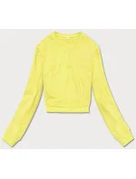Tenká krátká žlutá dámská tepláková mikina model 18378918 - J.STYLE