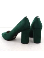 Zelené semišové lodičky na jehlovém podpatku Sergio model 21906157 - LEONE