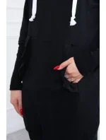 Šaty s ozdobnými volánikmi a kapucňou čiernej farby Šaty s ozdobnými volánikmi a kapucňou čiernej farby