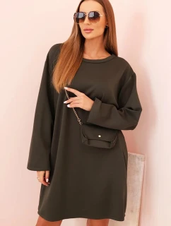 Dámská viskózová sukýnka Plus Size s model 21232407 na řetízku khaki - K-Fashion