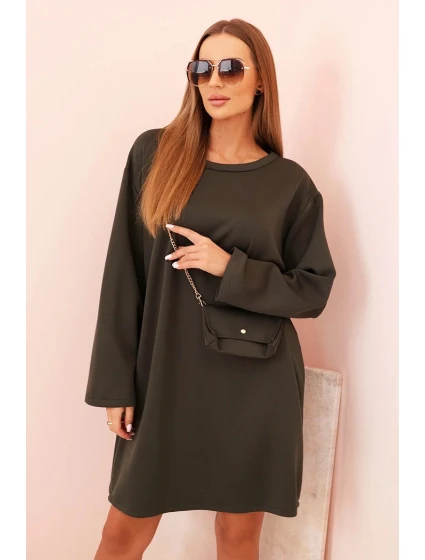 Dámská viskózová sukýnka Plus Size s model 21232407 na řetízku khaki - K-Fashion