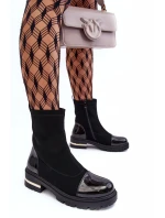 Kůže Klasické Botky Na Plochém Podpatku Černé model 21633814 - Boto Kůže Klasické Botky Na Plochém Podpatku Černé model 21633814 - Boto