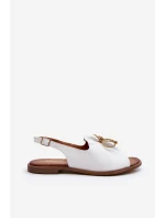 Kožené ploché sandály model 21646113 bílé - Zazoo