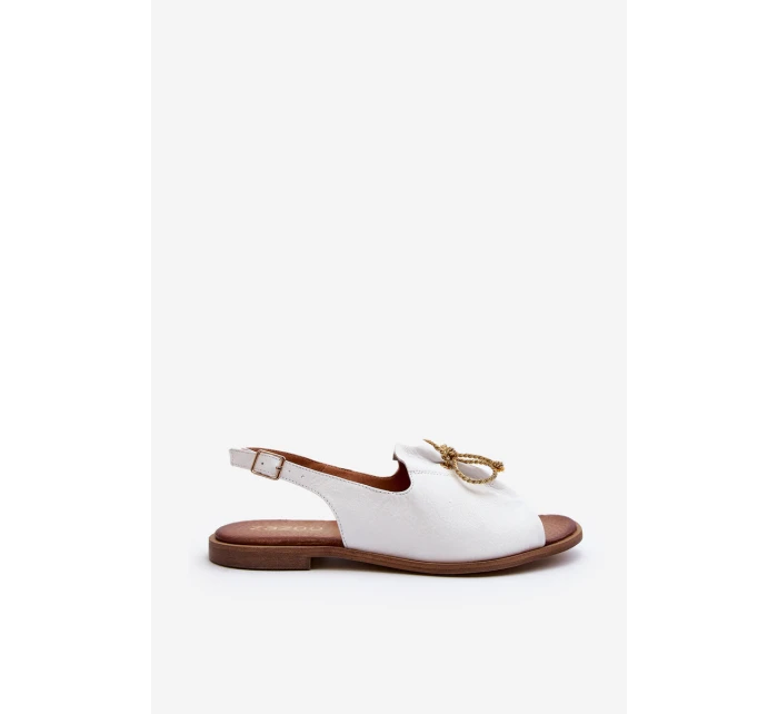 Kožené ploché sandály model 21646113 bílé - Zazoo