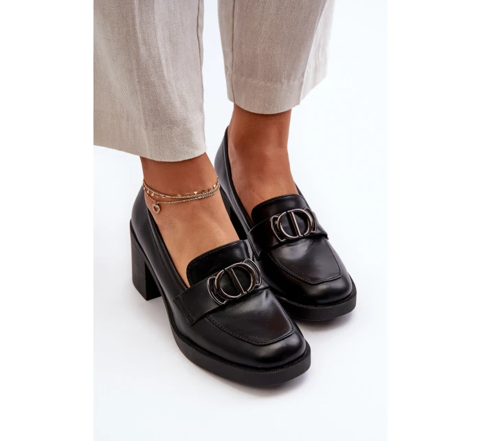 Dámské lodičky na podpatku s ozdobou černé model 21655254 - Boto