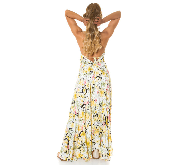 Amazing summer neck maxi dress with floral print