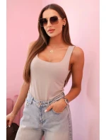 Dámsky top na ramienka s výstrihom - tmavobéžový