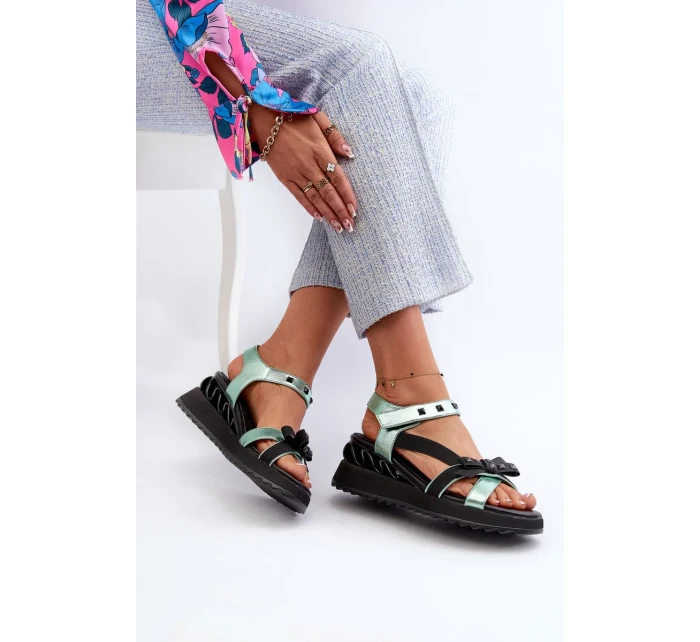 Dámske sandále s mašľou D&A zelené Dámske sandále s mašľou D&A zelené