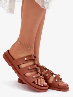 Dámske papuče s remienkami - ťava