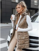 Dámská prošívaná vesta s kapucí zlatá Dstreet model 21993322 - FashionStreet
