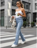Jeansy damskie z wysokim stanem niebieskie model 22038500 - FashionStreet