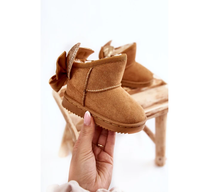 Dziewczęce Ocieplane Śniegowce Z Kokardkami Camel Meriva Dziewczęce Ocieplane Śniegowce Z Kokardkami Camel Meriva