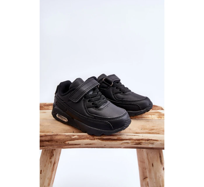 Dziecięce Skórzane Buty Sportowe Na Platformie Czarne Lori