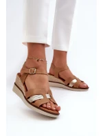 Dámské sandály na klínku s hnědé model 21658024 - EVENTO