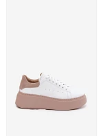 Kožené dámské tenisky na platformě Zazoo N408S2 bílé