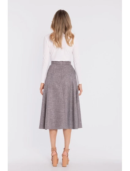 midi sukně s vysokým pasem grafitová model 22152196 - STYLOVE