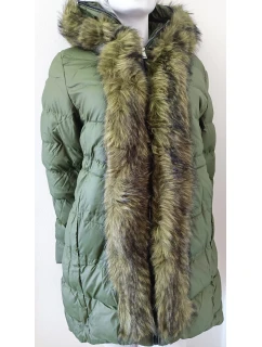 Dámska zimná bunda s kožušinou W749 zelená - Goodlooking