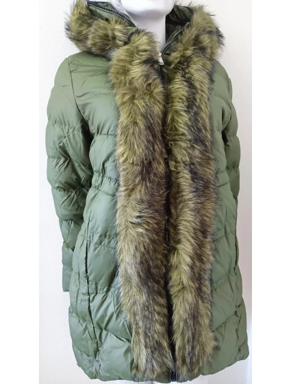 Dámska zimná bunda s kožušinou W749 zelená - Goodlooking