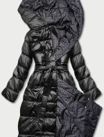 Obojstranná dlhá bunda s kapucňou čierna/jahodová (P22-6638-1+1)