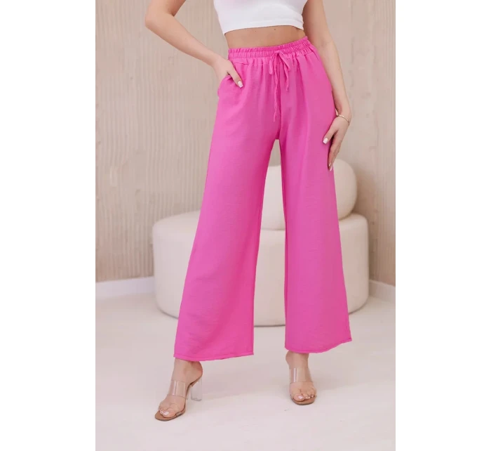 Viskózové kalhoty se širokými nohavicemi růžový Viskózové kalhoty se širokými nohavicemi růžový