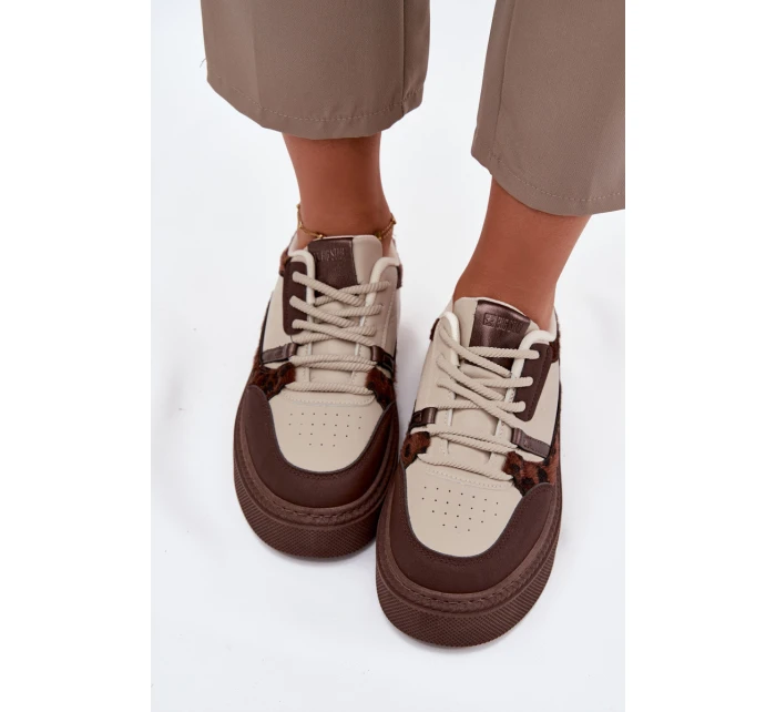 Damskie Sneakersy Na Platformie Big Star SS274356 Panterka Brązowo-Beżowe Damskie Sneakersy Na Platformie Big Star SS274356 Panterka Brązowo-Beżowe