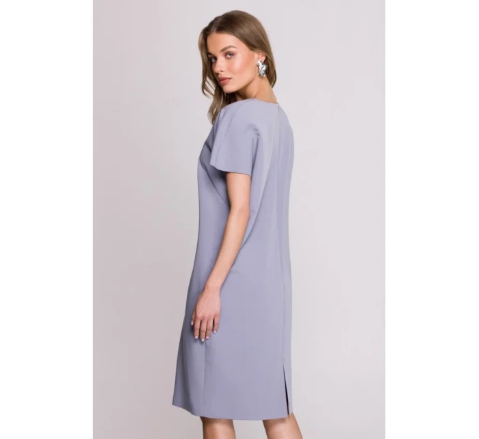 Šaty uvolněného střihu s výstřihem do V šedá model 20966044 - STYLOVE Šaty uvolněného střihu s výstřihem do V šedá model 20966044 - STYLOVE
