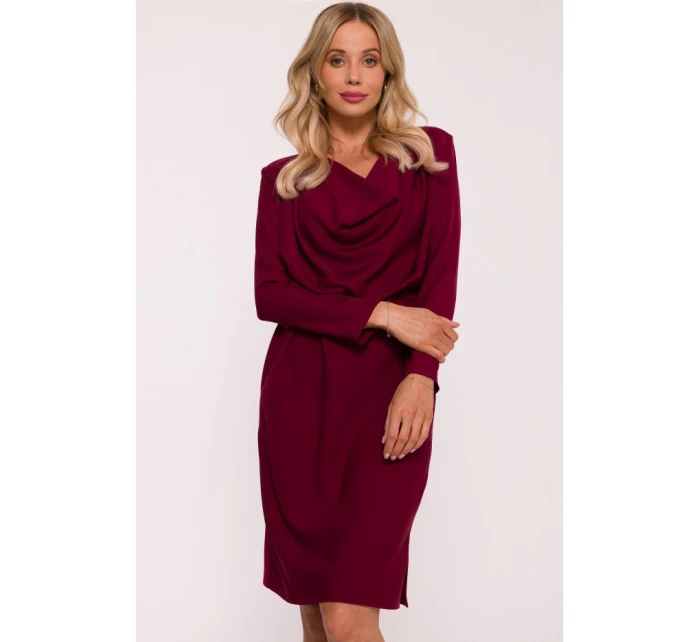 model 21470780 Šaty s výstřihem bordó - STYLOVE model 21470780 Šaty s výstřihem bordó - STYLOVE