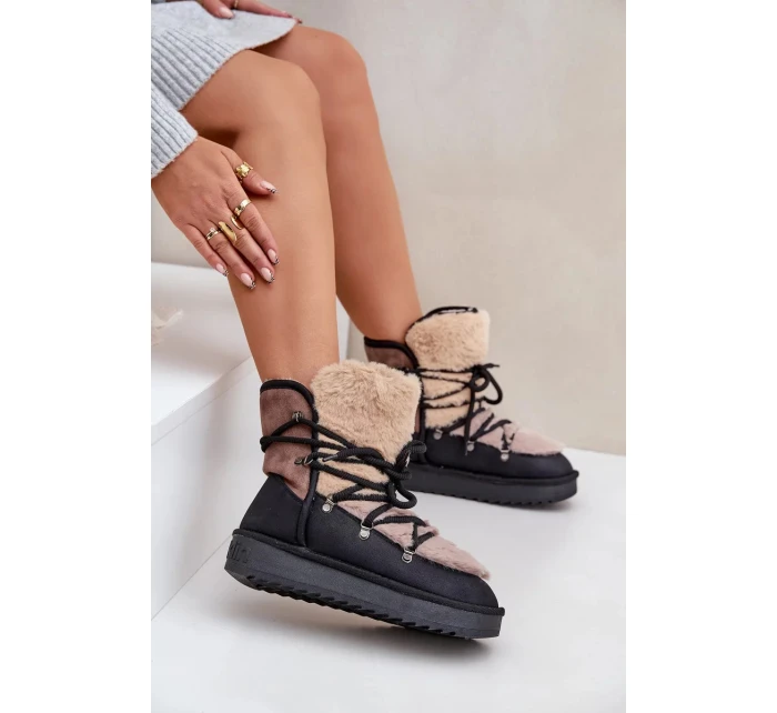 Dámske snežnice D.Franklin s kožušinou - čierne Dámske snežnice D.Franklin s kožušinou - čierne