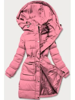 Ružová dámska zimná bunda z páperia (CAN-865)